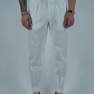 Gurkha 4 Bottoni In Cotone - Fondo 17/20cm | Doppia Fibbia Regolabile | Bianco Santorini