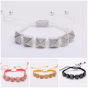 Bracciale in metallo e cotone modello prisma