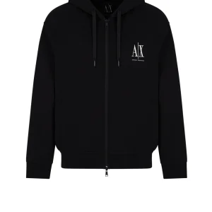 Cappuccio Felpa con zip e logo ricamato XM000371 Black