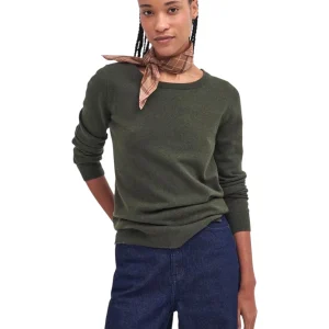 Maglione Girocollo Pendle Crew Knit LKN1075 Olive, Hessian Tartan