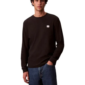 T-shirt a Maniche Lunghe Waffle Badge Crew LV040EM217 Black