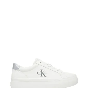 Sneakers Vulc Flatform Leather Silver YW0YW01877 Bright White, Silver