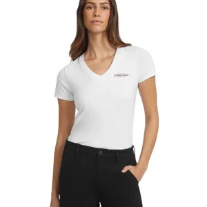 T-shirt con Scollo a V W4YI23 Pure White