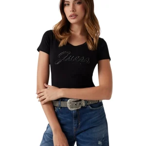T-shirt a Maniche Corte Cn Ss Embro Script W5YI46 Jet Black A996