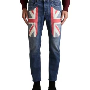 Pantaloni 5 Tasche Anniversary 5 Tasche ANNIV002 Blu Scuro Toppe Uk Colorata