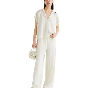 Camicia a Maniche Corte 2523116053200 CALMO Bianco Lana