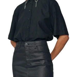 Camicia a Maniche Corte camicia logo strass 300102925 Nero