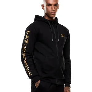 Felpa Pullover con Cappuccio 7M000568 Black, Gold