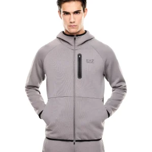 Felpa Full-Zip con Cappuccio 7M001598 Smoked Pearl