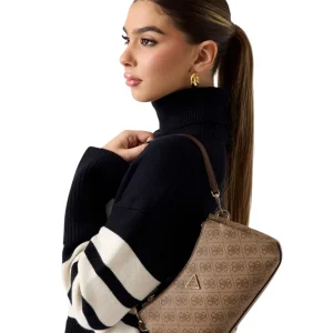 Borsa a Spalla Noelle Ii 3 Comp Shldr Xbody HWBG96 Latte Logo, Brown