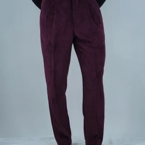 Gurkha 1 bottone In Velluto a Coste Con Bottone Oro - Fondo 20/23cm | Doppia Fibbia Regolabile | Bordeaux