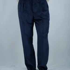 Gurkha 1 bottone In Velluto a Coste - Fondo 20/23cm | Doppia Fibbia Regolabile | Blu Inchiostro