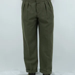 Gurkha Biforcato In Flanella - Fondo 23/26cm | Doppia Fibbia Regolabile | Verde Foresta