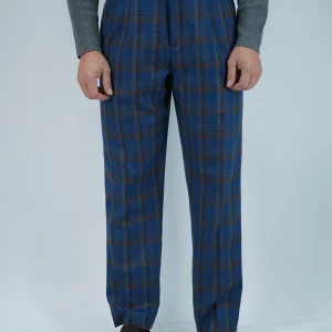 Gurkha 1 bottone - Fondo 21/23cm | Doppia fibbia regolabile | Tartan Blu Check