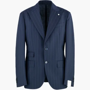 Abito LBM Paul in Lana Vergine Gessato Blu Navy