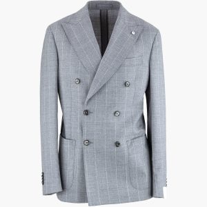 Abito Doppiopetto LBM Tom in Fresco Lana Vergine Gessato Grigio Medio