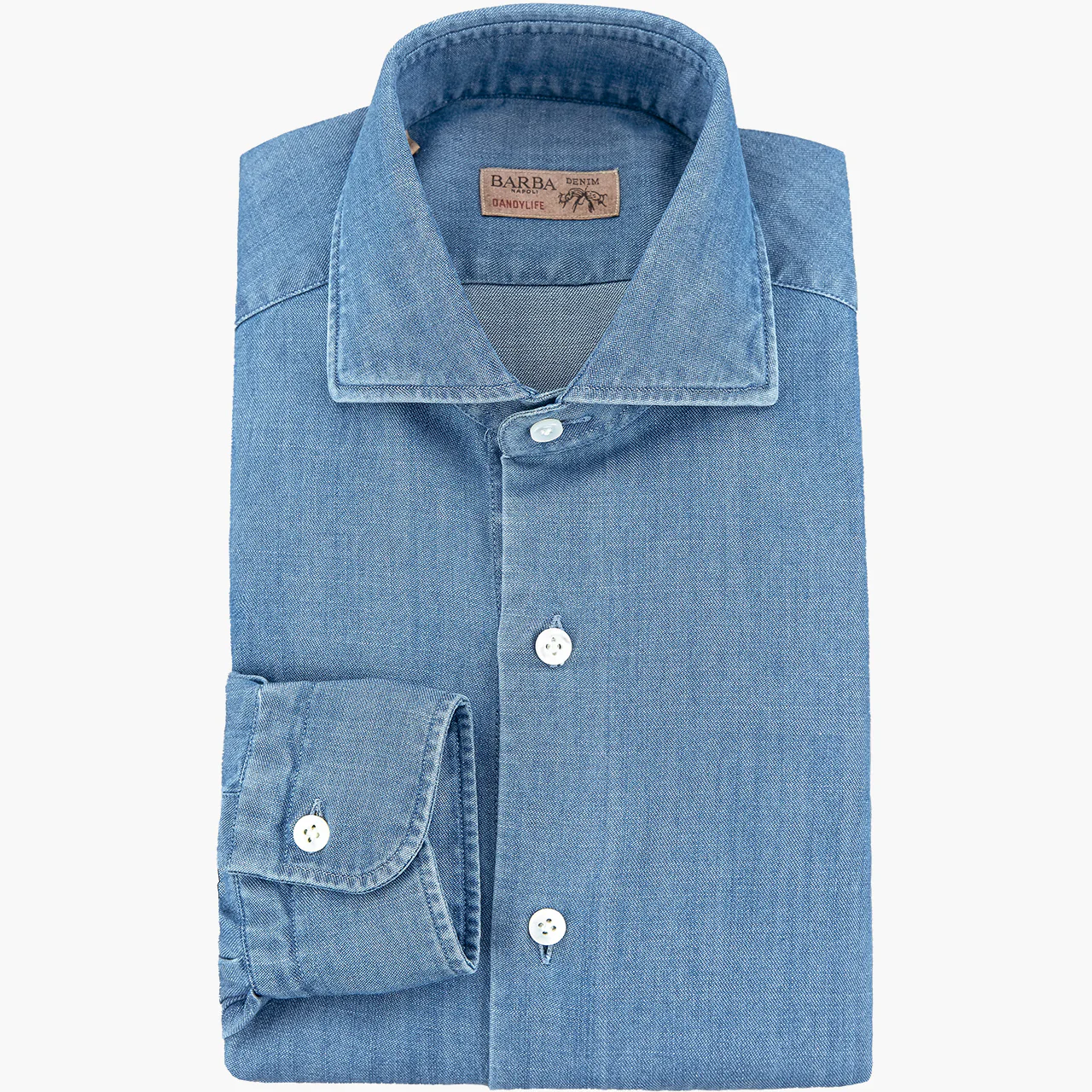 Camicia BARBA Napoli Dandylife in Cotone Denim Chambray - immagine 2