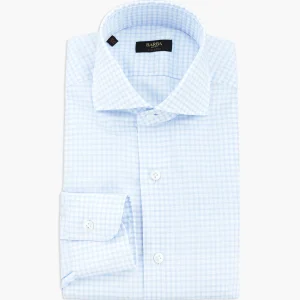 Camicia BARBA Napoli Culto Quadretto Bianco Celeste