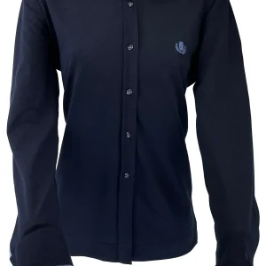 CAMICIA Donna Manica Lunga Piquet BLU Navy