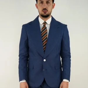 Abito monopetto petto a lancia fiammato - Liena Extensive | Blu oltremare.