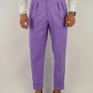 Gurkha fibbia laterale regolabile - Fondo 17/20cm | Lilla gessato