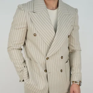 Abito doppiopetto petto a lancia - Linea Extensive | Panna gessato