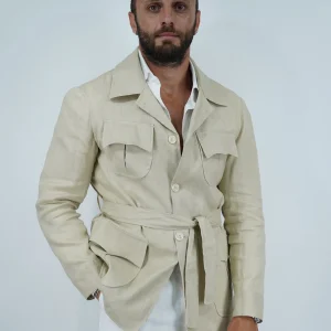 Giacca Safari in lino - Beige