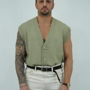 Gilet smacchinato verde safari