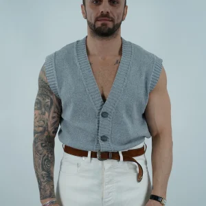 Gilet smacchinato grigio fumo