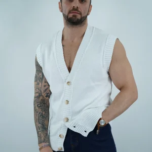 Gilet smacchinato bianco