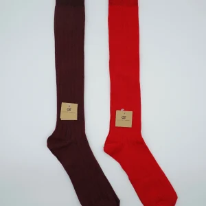 Calze lunghe a costa in caldo cotone bordeaux/rosso