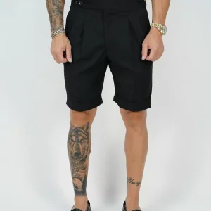 Bermuda 4 bottoni - Fibbie stringenti laterali | Nero