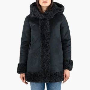 Eco Montone Reversibile RRD Lamb Hood Wom Jkt Black Lead