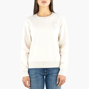 Felpa DONDUP con Ricamo D in Cotone Basico Avorio