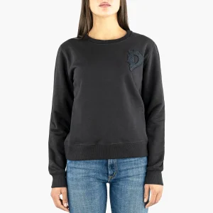 Felpa DONDUP con Ricamo D in Cotone Basico Nera
