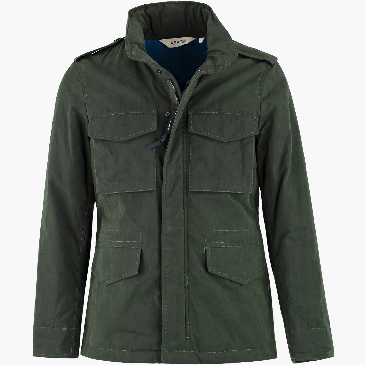 Field Jacket ASPESI Minifield Cot in Cotone Dry Wax Verde Scuro