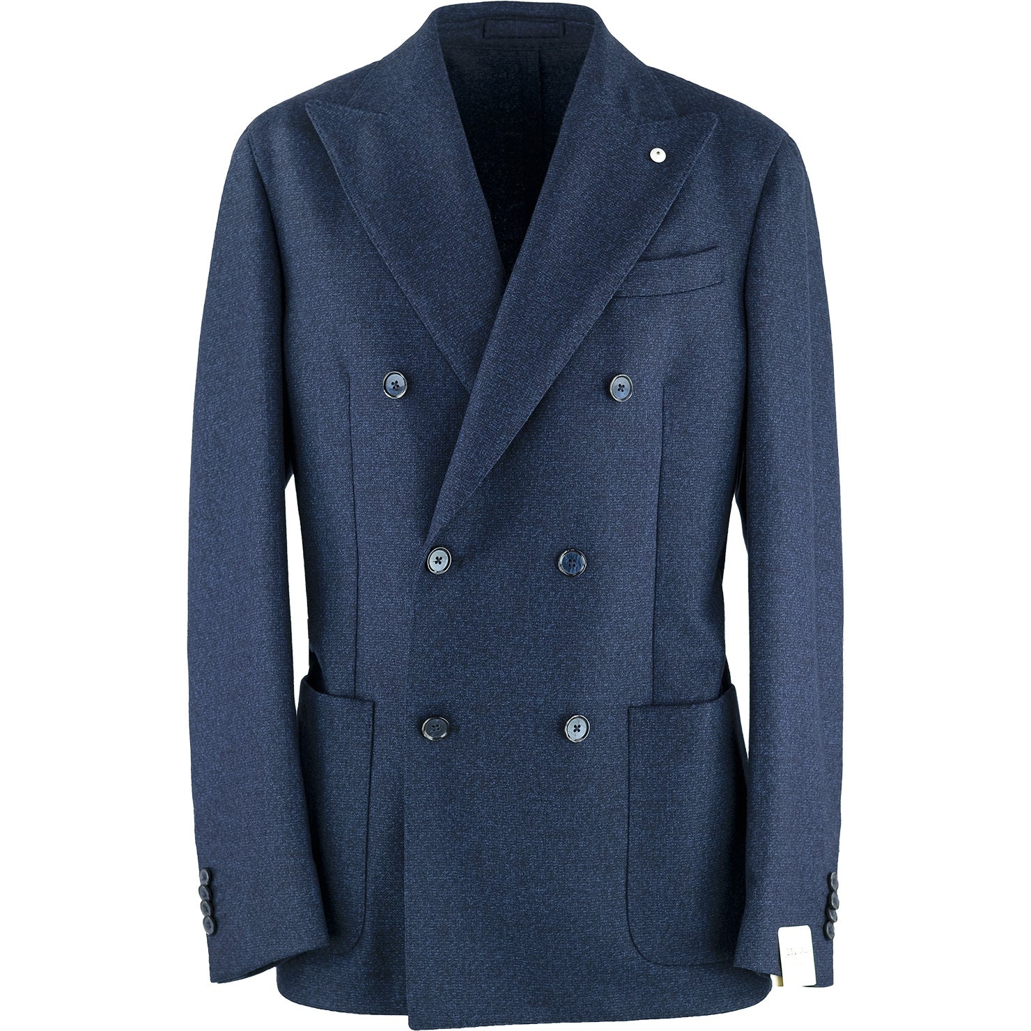 Giacca Doppiopetto LBM Tom in Lana Vergine Melange Blu - immagine 2