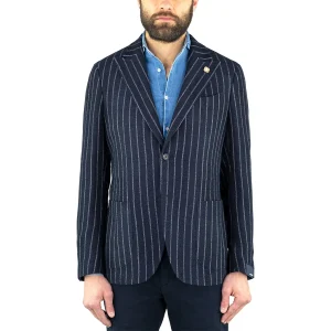 Giacca LARDINI in Lana e Seta Gessata Blu