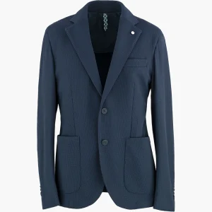 Giacca LBM Jack Travel in Jersey Stretch Blu Navy