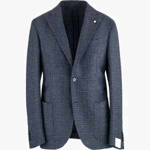 Giacca LBM Jack in Misto Lana Principe di Galles su Fondo Blu