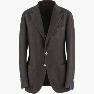 Giacca SANTANIELLO in Cotone Spinata Tinto Capo Marrone Scuro