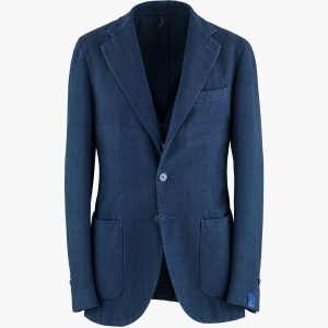 Giacca SANTANIELLO in Cotone Spinata Tinto Capo Blu