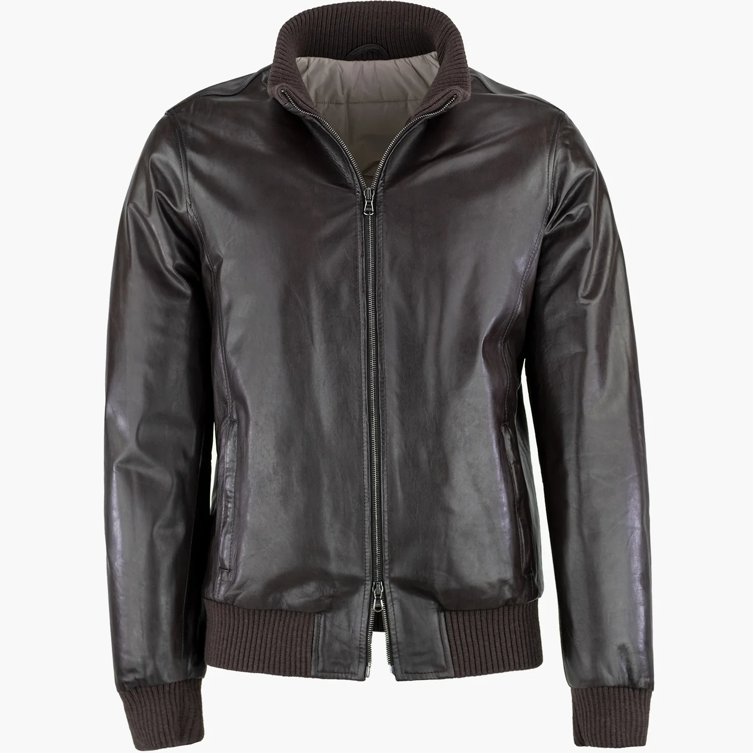 Giubbotto BARBA Napoli Fox in Pelle Testa di Moro