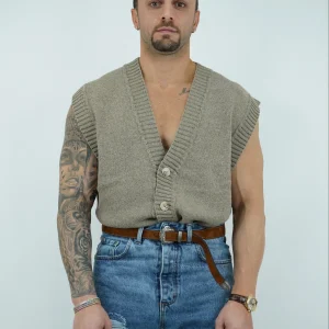 Gilet smacchinato argilla