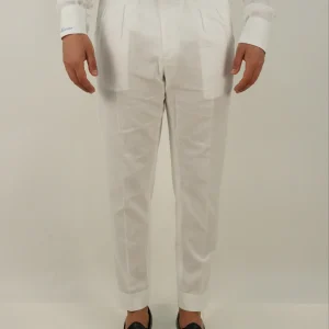 Gurkha in lino bianco con fibbia laterale regolabile