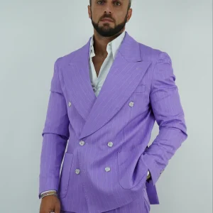 Abito doppiopetto petto a lancia - Linea Extensive | Lilla gessato