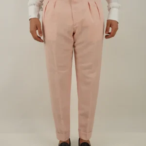 Gurkha in lino rosa con fibbia laterale regolabile