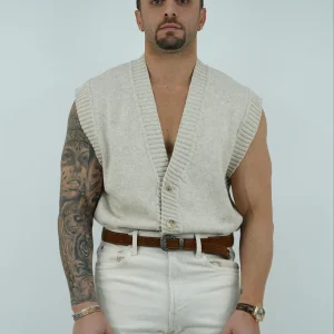 Gilet smacchinato colore lino