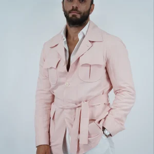 Giacca Safari in lino - Rosa