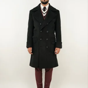 Cappotto Chesterfield Spigato | Nero